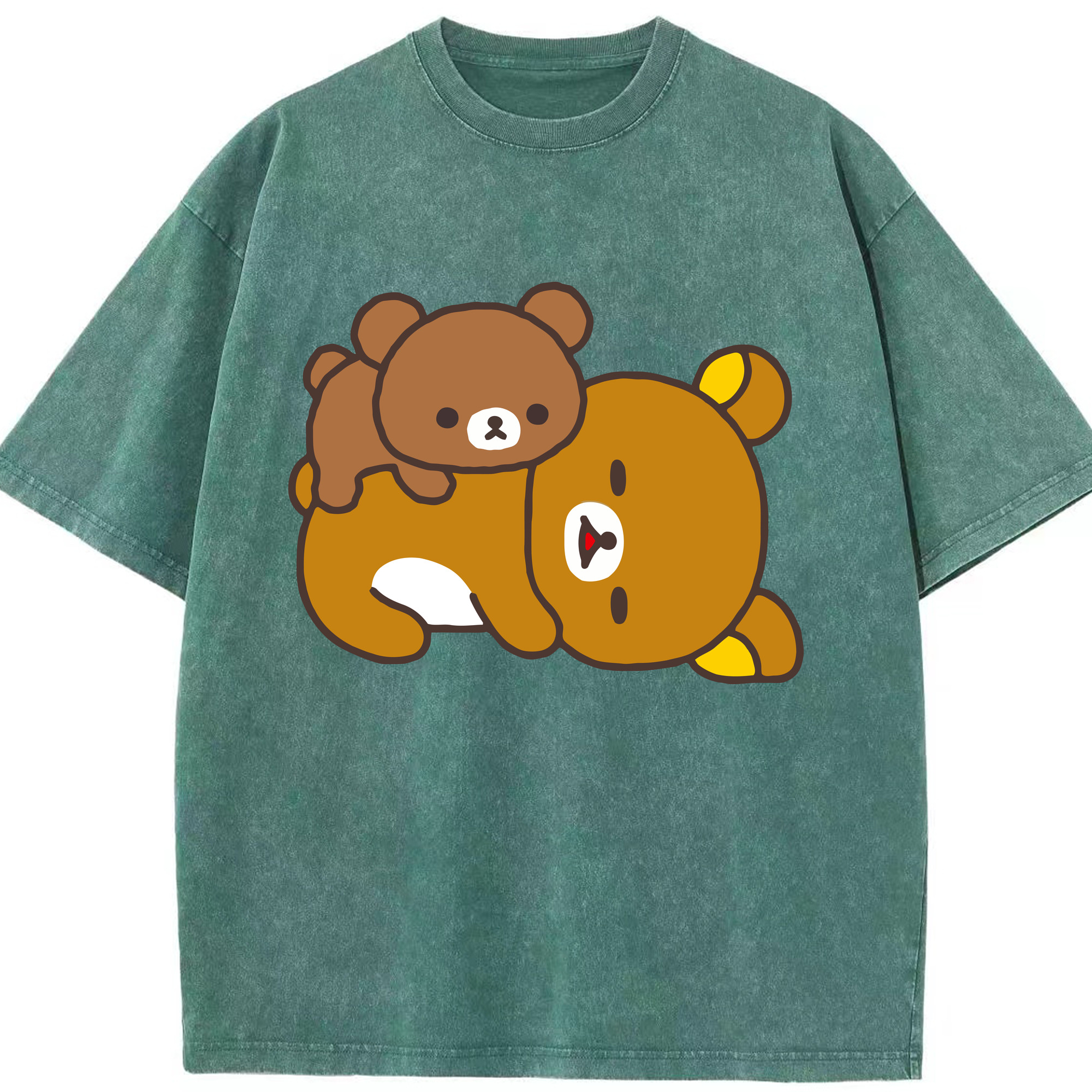 （画像用） リラックマ リラックマ キイロイトリ Rilakkuma Korilakkuma Kiiroitori 綿100% ヴィンテージ風 半袖Tシャツ（フロントプリント）